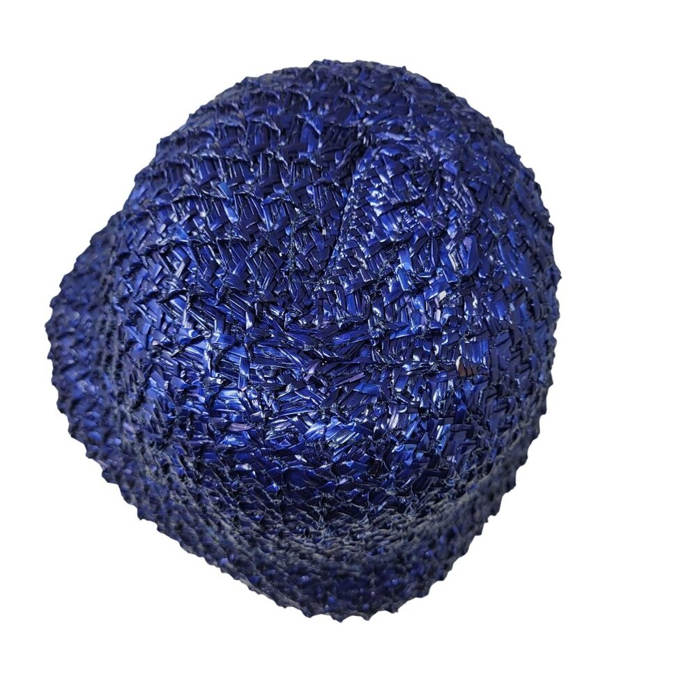 Vtg 20s 30s Italian Filippo Catarzi Blue Woven Straw Bucket Hat Flapper Costume - Picture 6 of 8